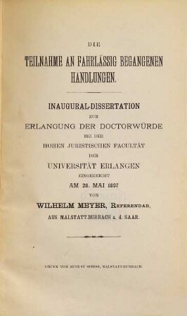 Die Teilnahme an fahrlässig begangenen Handlungen