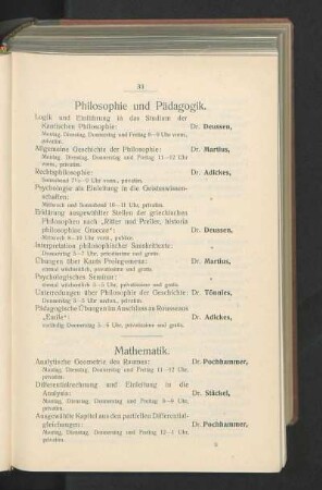 Philosophie und Pädagogik.