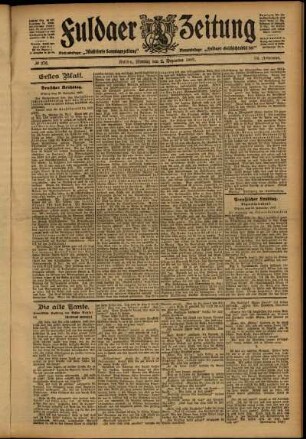 Erste Ausgabe vom Montag, den 02. Dezember 1907.