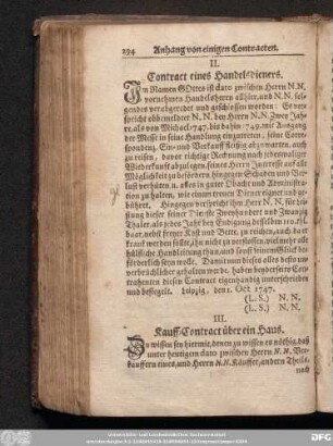 II. Contract eines Handelsdieners.