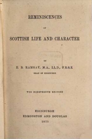 Reminiscences of Scottish Life and Character