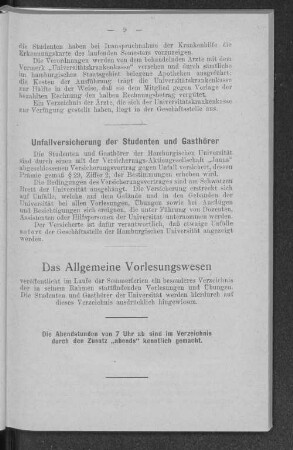 Unfallversicherung der Studenten und Gasthörer