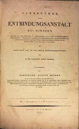 Jahrbücher der Entbindungsanstalt zu Gießen. 1, [1.] 1820