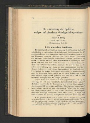 Die Anwendung der Spektralanalyse auf chemische Gleichgewichtsprobleme.