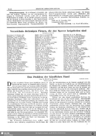 Das Problem der künstlichen Hand (Fortsetzung zu Seite 311)
