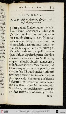 Cap. XXXV. De Cornu Cervino