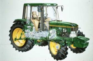 Schemazeichnung: Traktor, Allradtraktor, Antriebs- und Anbausystem, Bauart