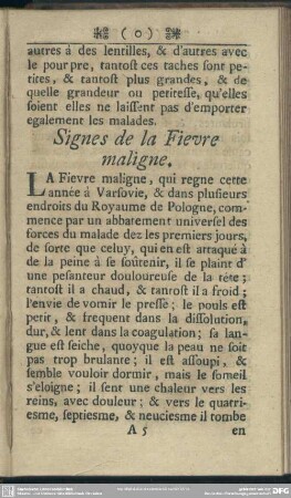 Signes de la Fievre maligne