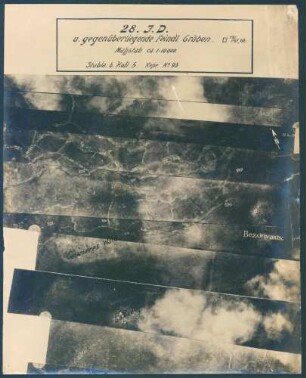 Foto der eigenen und feindlichen Gräben um und westlich von Bezonvaux (Luftbild)