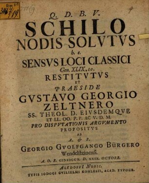 Schilo Nodis Solvtvs h. e. Sensvs Loci Classici Gen. XLIX, 10. Restitvtvs