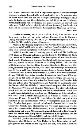 Rohrmann, Elsabea :: Max von Schinckel, hanseatischer Bankmann im wilhelminischen Deutschland, (Veröffentlichungen des HWWA-Institut für Wirtschaftsforschung - Hamburg) : Hamburg, Verlag Weltarchiv, 1971