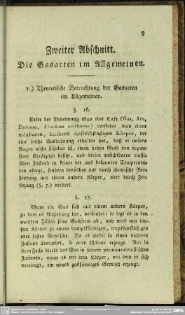 Zweiter Abschnitt. Die Gasarten im Allgemeinen