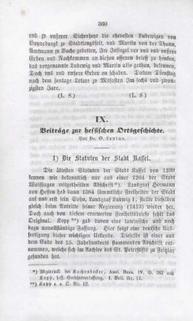 IX. Beiträge zur hessischen Ortsgeschichte