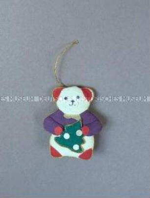 Christbaumschmuck: Teddybär mit Weihnachtsbaum
