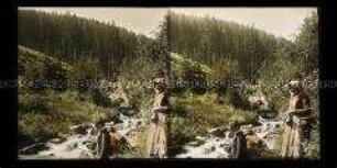 Angler am Bach im Klausengrund bei Johannisbad