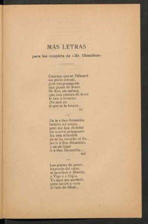 Más letras para los couplets de Mr. Chambon