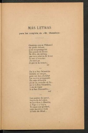 Más letras para los couplets de Mr. Chambon