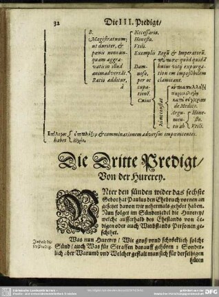 Die Dritte Predigt, Von der Hurerey : Dritte Predigt, Von der Hurerey