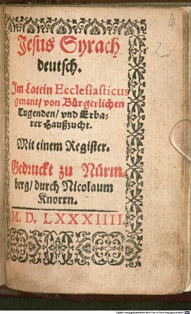 Jesus Syrach deutsch