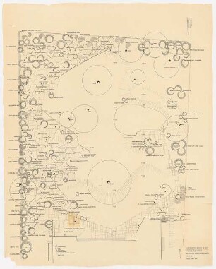Garten Dr. Lautz, Frankfurt/Main: Pflanzplan und technischer Plan Wohngarten 1:50