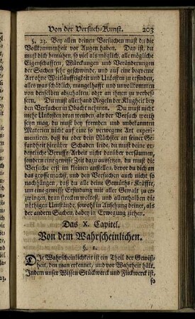 Das X. Capitel. Von dem Wahrscheinlichen