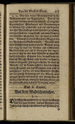 Das X. Capitel. Von dem Wahrscheinlichen