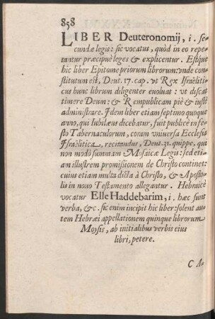 Liber Deuteronomii ...