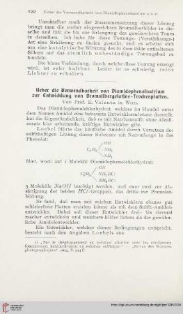 19: Ueber die Verwendbarkeit von Diamidophenolnatrium zur Entwicklung von Bromsilbergelatine-Trockenplatten