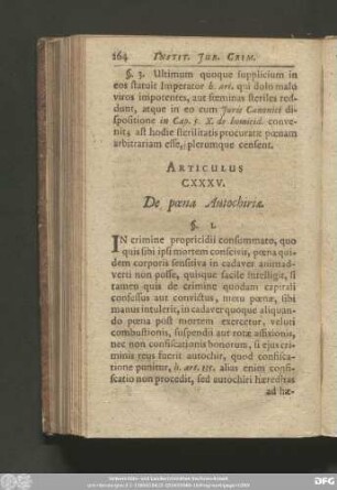 Articulus CXXXV. De poena Autochiriae.