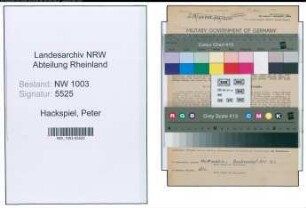 Entnazifizierung Peter Hackspiel , geb. 04.09.1885 (Lehrer)