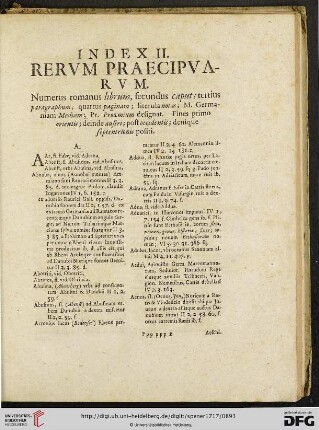 Index II. Rerum praecipuarum