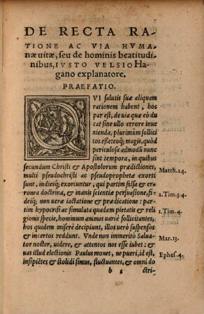 De humanae vitae recta ratione ac via liber unus