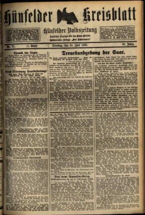 Erste Ausgabe vom Dienstag, den 24. Juni 1930.