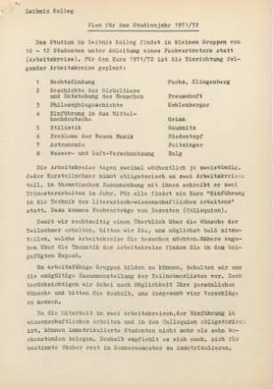 Studienjahr 1971/72