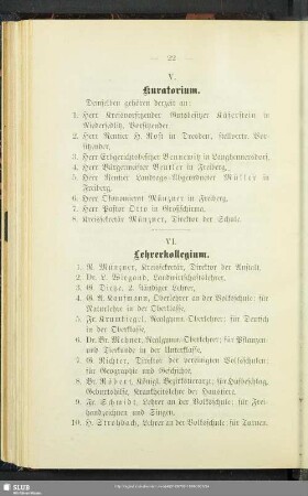 VI. Lehrerkollegium