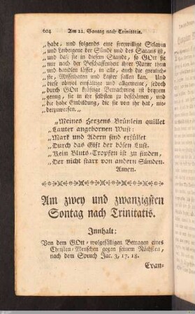Am zwey und zwanzigsten Sontag nach Trinitatis.