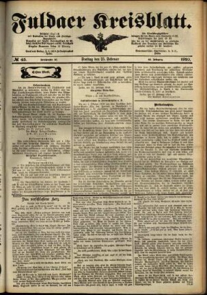 Erste Ausgabe vom Freitag, den 25. Februar 1910.
