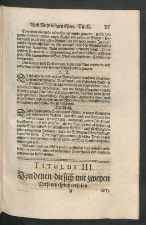 Titulus III. Von denen/ die sich mit zweyen Personen ehelich verloben.