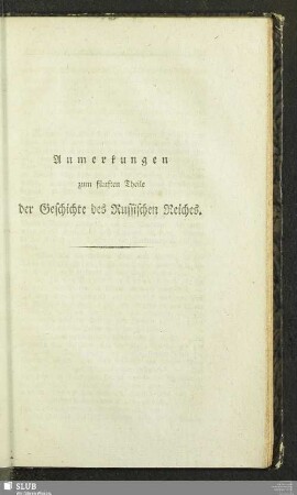 Anmerkungen zum fünften Theile des Geschichte des Russischen Reiches
