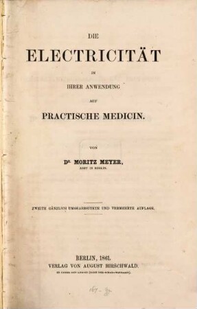 Die Electricität in ihrer Anwendung auf practische Medicin