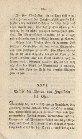 XXVI. Gefälle der Donau von Ingolstadt bis Ofen