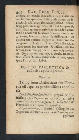Cap. I. De Dialectica & de Locis Topicis in genere.