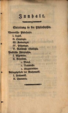 Auszug aus der theoretischen, und praktischen Philosophie, und den Anfangsgründen der Mathematick
