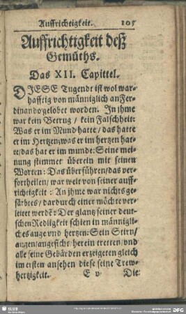 Auffrichtigkeit deß Gemüths. Das XII. Capittel