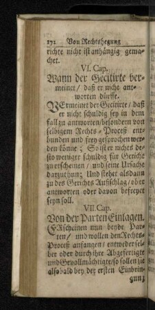 VII. Cap. Von der Parten Einlagen.