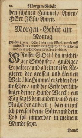 Morgen-Gebät am Montag