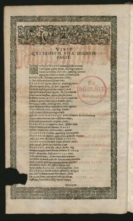 Vivit Qui Seipsum Vita Dignum Facit.