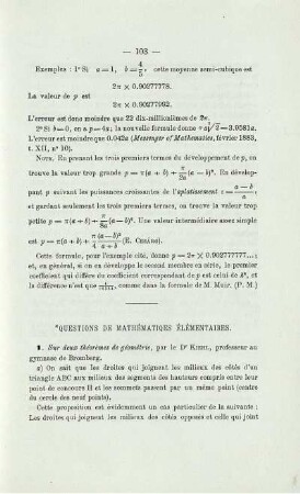 QUESTIONS DE MATHÉMATIQUES ÉLÈMENTAIRES.