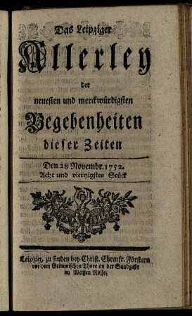 Den 28. Novembr. 1752. Acht und viertzigstes Stück.