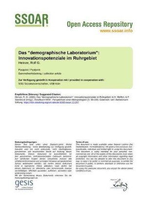 Das "demographische Laboratorium": Innovationspotenziale im Ruhrgebiet